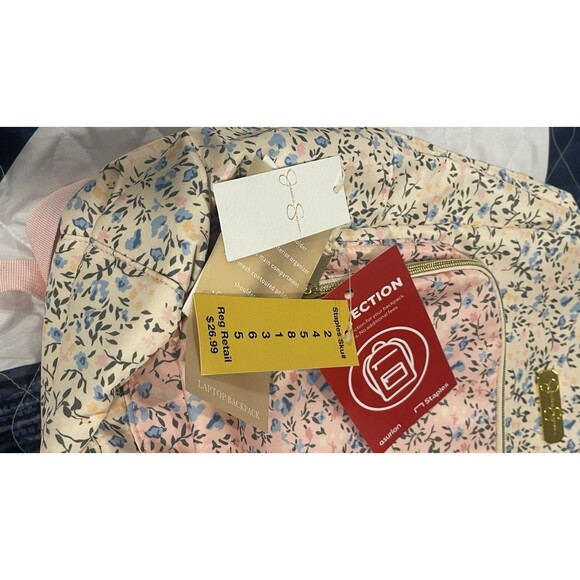 Jessica Simpson Pink floral laptop backpack New with Tags - Picture 8 of 9